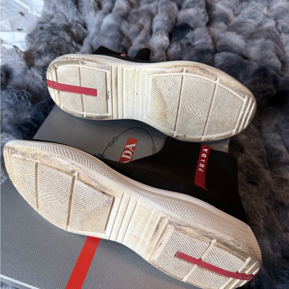 Prada Black and Red Sock Sneakers - Picture 5 of 8